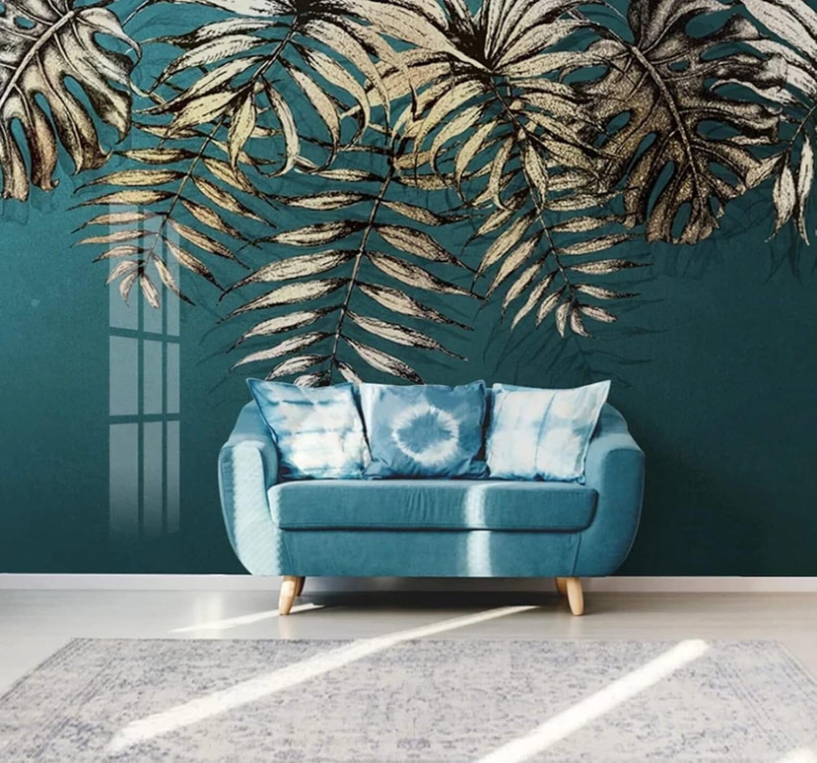 Hand Drawn Vintage Minimalist Plants Leaves 3D Wallpaper Easy Install Feature Office Living Room Sofa Bedroom TV Background Wall Decoration-400cm×280cm