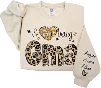 GODMERCH الجدة البلوز شخصية مع أسماء الأحفاد على الأكمام، مخصص الجدة القمصان، هدايا للجدة وأمي