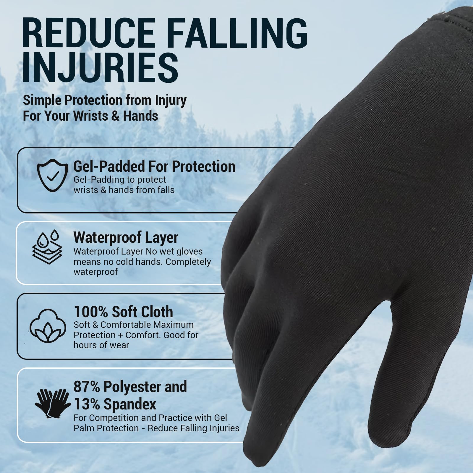 Kami-So Patinaje artístico sobre hielo guantes de competición y práctica con Gel Muñeca Protección - negro -
