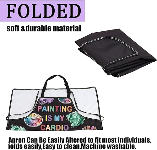 Miniatura 5 de CENWA Artista Pintura Es Mi Cardio Delantal de Arte Profesor Regalo Pinceles de Pintura Delantal Ajustable Para Amante del Arte Estudiante