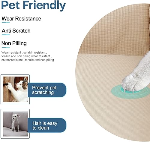 Miniatura 71 de Funda de sofá impermeable para mascotas, extra ancha, resistente al agua, lavable, para 3 cojines, a prueba de arañazos, para perros y gatos, 95 x