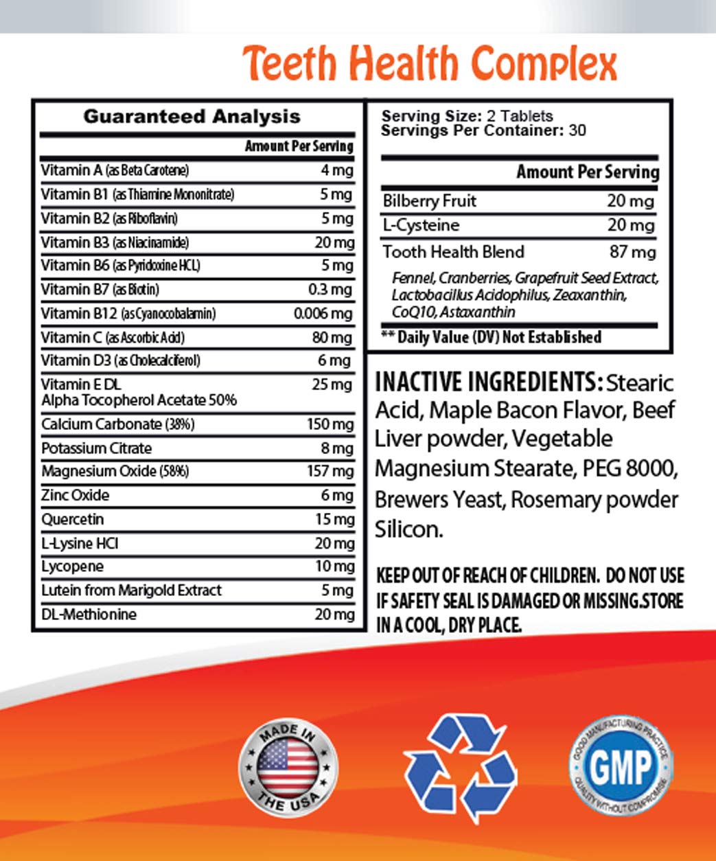 Gum Care for Dogs - Advanced Teeth Health for Dogs - Fights Bad Breath - Best Looking Gums and Teeth - Dog Vitamin b6 - 180 Tablets (3 Bottles)