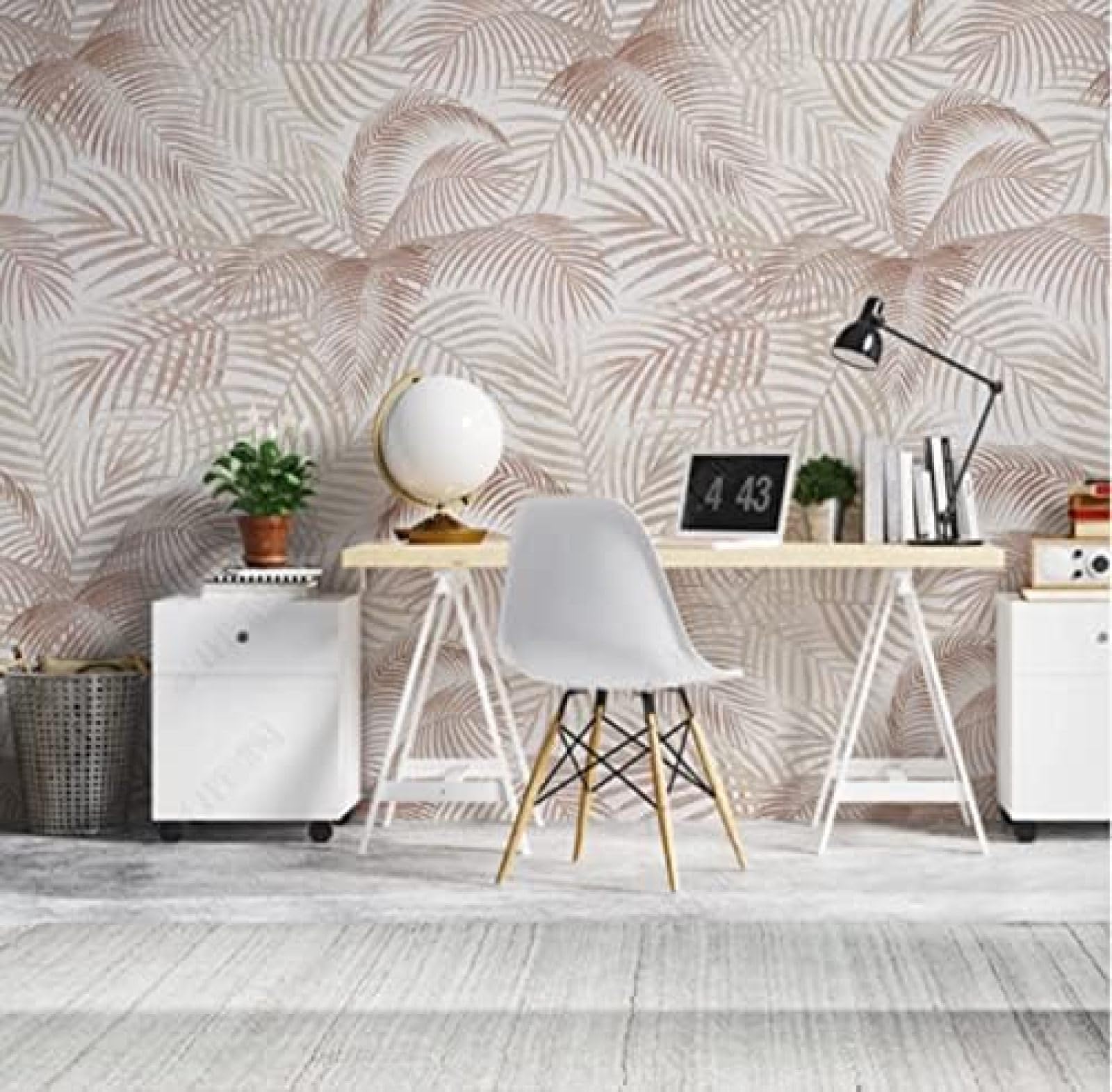 Papier peint 3D intissé haut de gamme lignes de feuilles mural 200x140cm