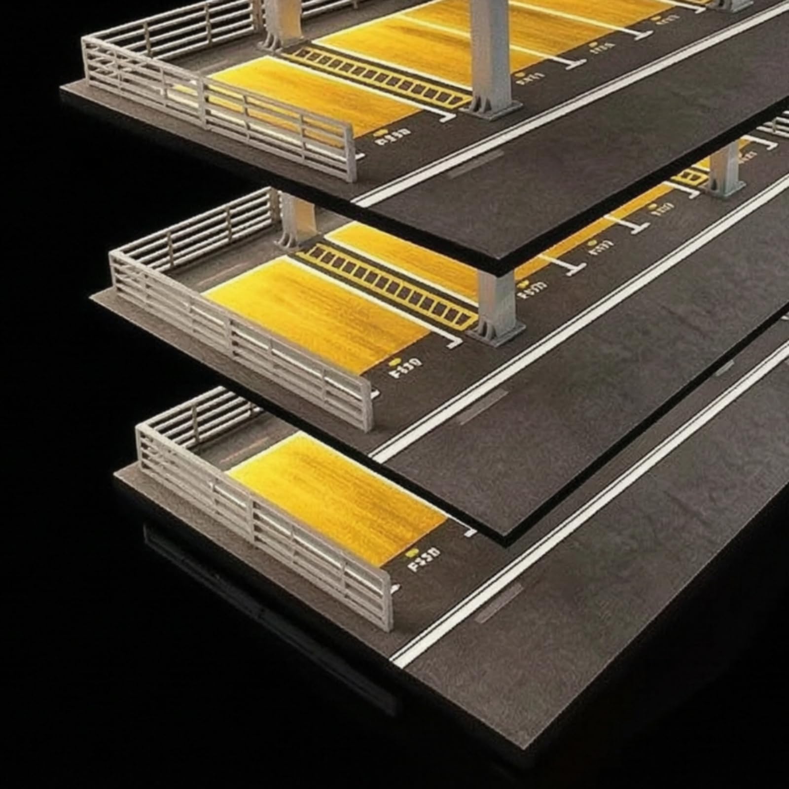 harayaa Parcheggio Multipiano in Miniatura con Struttura in Acciaio per Modellini Auto Die-Cast con Segnaletica Stradale Stampata per Collezione da Esposizione da Scrivania per Hobbisti