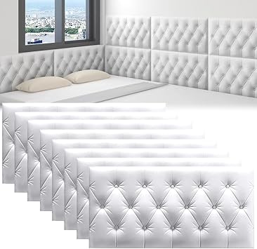 3D Self-Adhesive Anti-Collision Wall Padding Panels for Living Room Safety - Soft Foam Wall ProtectorWhite,13.8x27.5in 8PCS