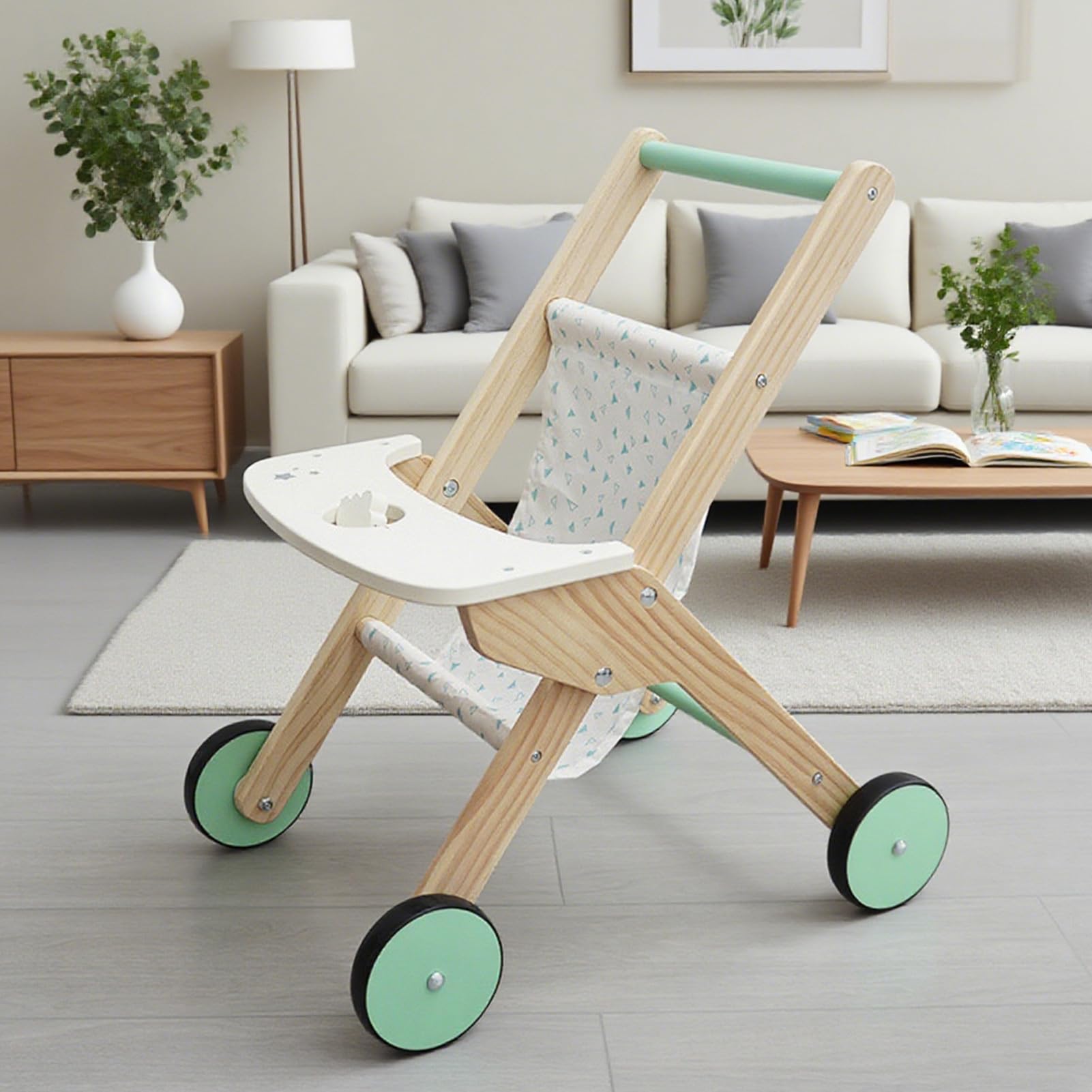 Deambulatore a spinta in legno Attività Sensoriale Interattiva per | Carrello della spesa in legno a spinta Giocattoli Educativi Ruolo Bambine per Interni Esterni