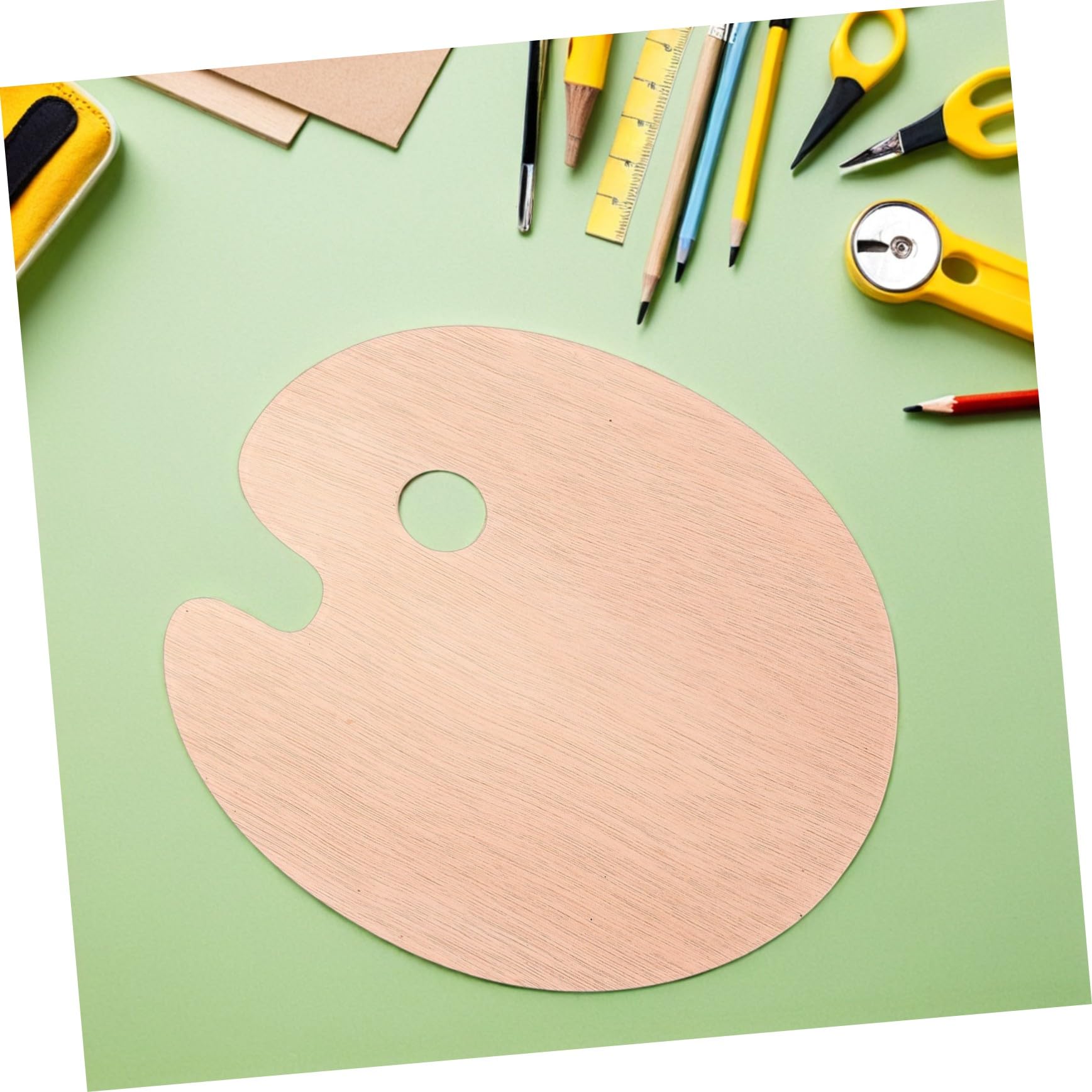 Palette de Peinture Ovale en Bois 6pcs Palette Artistique Polyvalente Facile à Nettoyer avec Trou Pouce pour Aquarelle et Peinture à l'huile