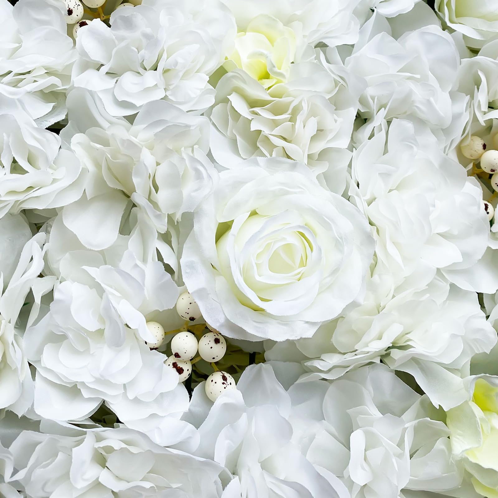 12 Stücke Künstliche Blumenwand Panel 60×40cm, DIY Seidenblumen Kunstblumen Wanddekorationskulisse für Hochzeit Dekor Party Hintergrund (Weiß Rose+Dahlie)