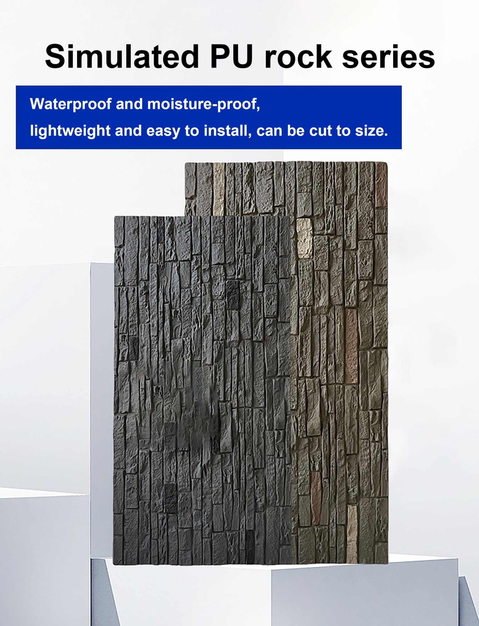 Paneles de pared de piedra sintética 3D, revestimiento de revestimiento de imitación para decoración de pared interior y exterior, paquete de 2