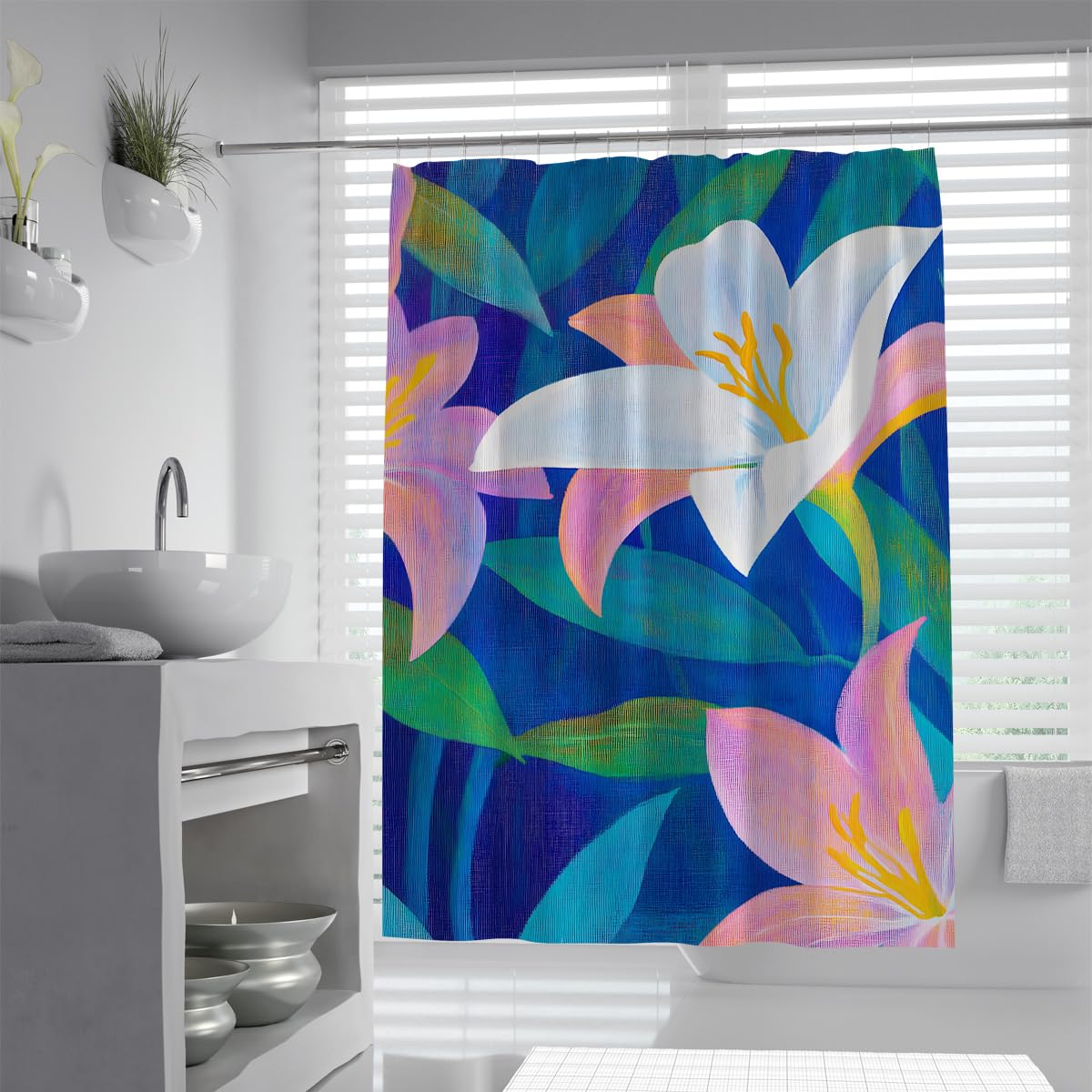 UIRINGART Chic Boho Butterfly Shower Curtain W160xL200cm Retro Watercolor Wildflower Meadow Waterproof Washable Bathroom Curtain Bathroom Decor With Hooks