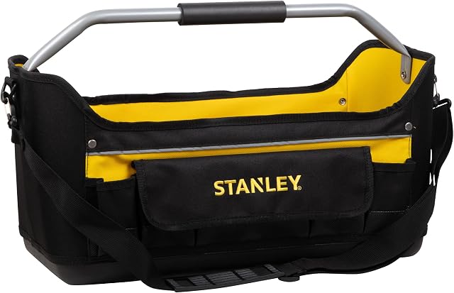 STANLEY Open Tool Bag Tote, Waterproof Base, Multi-Pockets Storage Organiser with Shoulder Strap, 22 Inch, 1-70-319