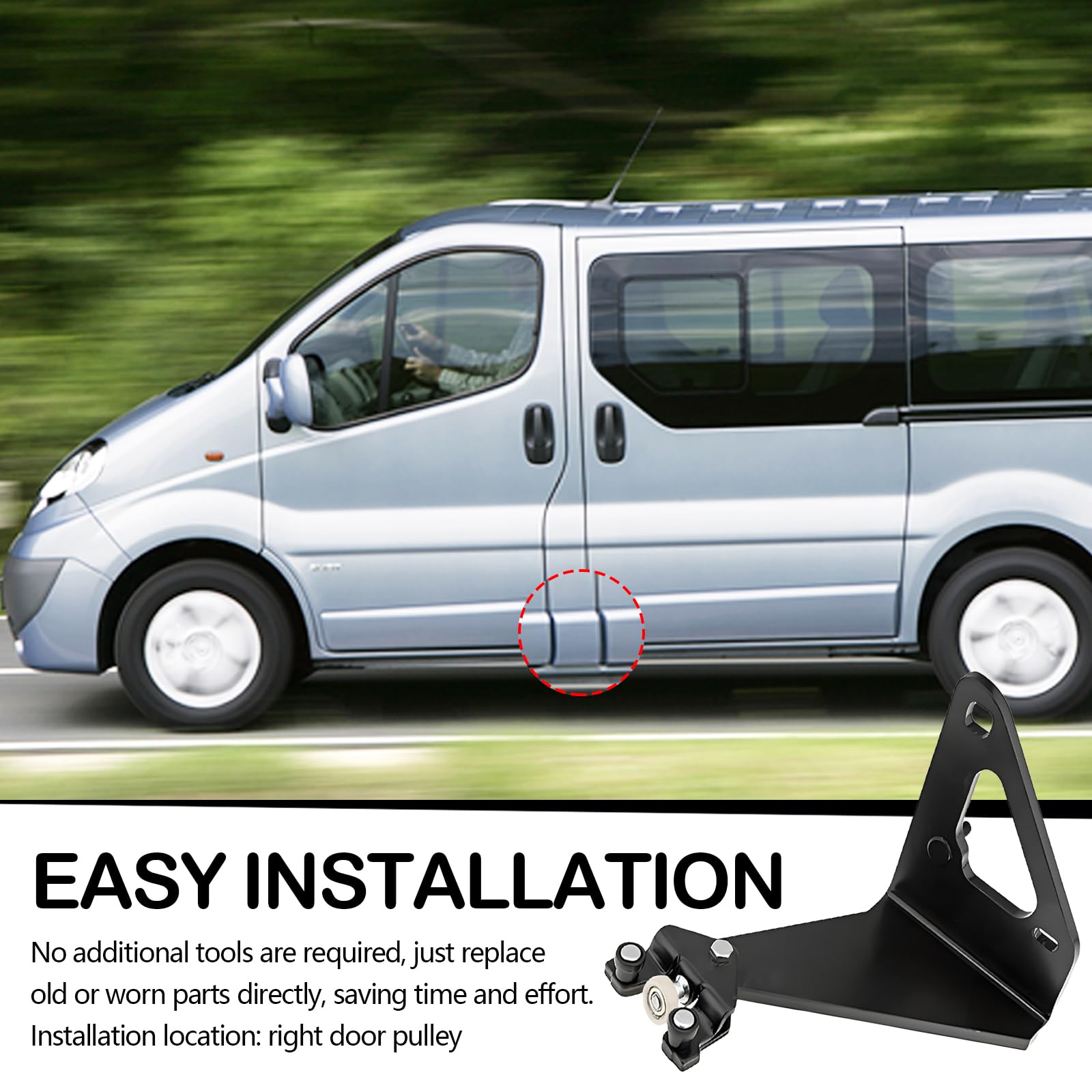 Kit Roulette Porte Latérale Droite pour Trafic 2 2000-2014, pour Primastar Opel Vivaro Kit de Guidage à Roulettes pour Porte Coulissante Droite OEM 4409245, 7700312012, 9116570, 777645238
