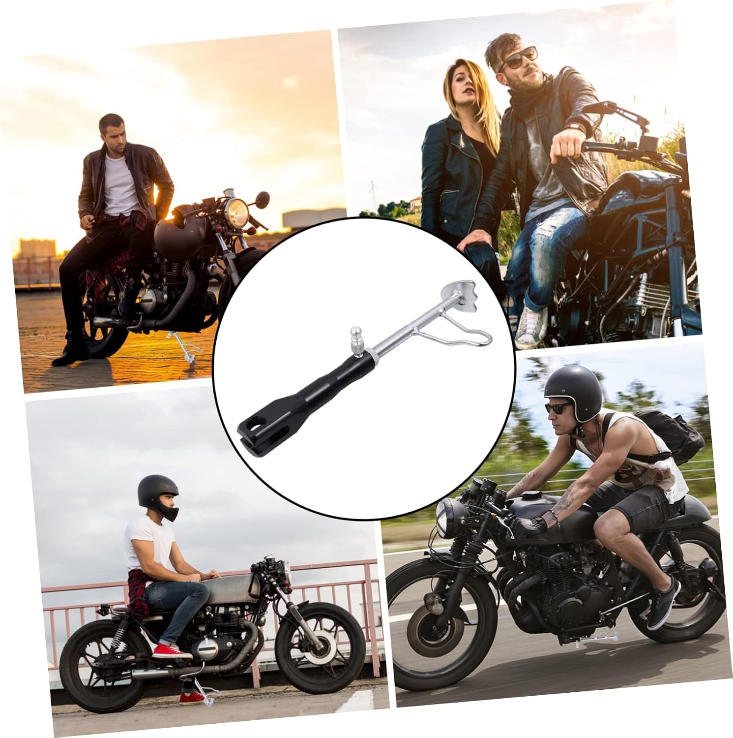 Motorcycle Kickstand Foot Retractable Side Leg Brace Motorbike Tripod Holder Motorcycle Accessories Non-skid Sole