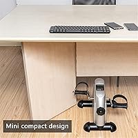 Vista 9 de Mini bicicleta de ejercicio, ejercicio portátil para usar en el hogar, manos y pies, mini bicicleta de ejercicio, color plateado