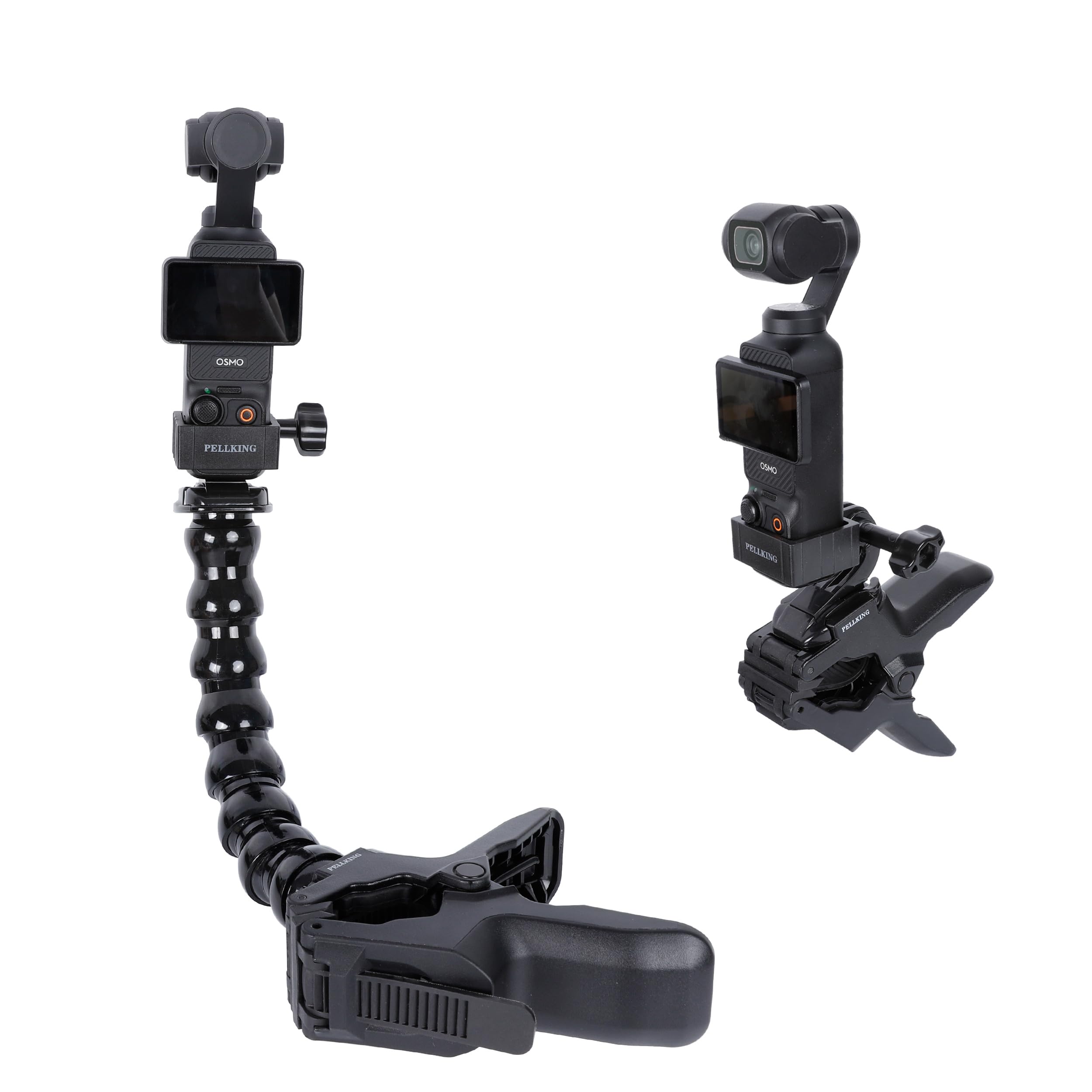 PellKing Gooseneck Jaws Flex Clamp Mount for DJI Osmo Pocket 3 & GoPro 13 12 11 10 9 8 7 6 5 Insta360 X4 X3 X2 X DJI Osmo Action 5 Pro 4 3 2 Cameras