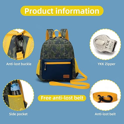 Miniatura 6 de willikiva Mochila de camuflaje para niños y niños preescolares con arnés de seguridad, Camouflaje, Classic