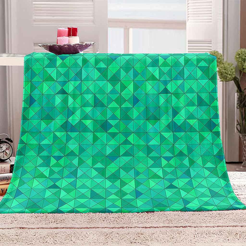 Couverture flanelle 130x150 imprimé géométrique vert lit enfant et adulte