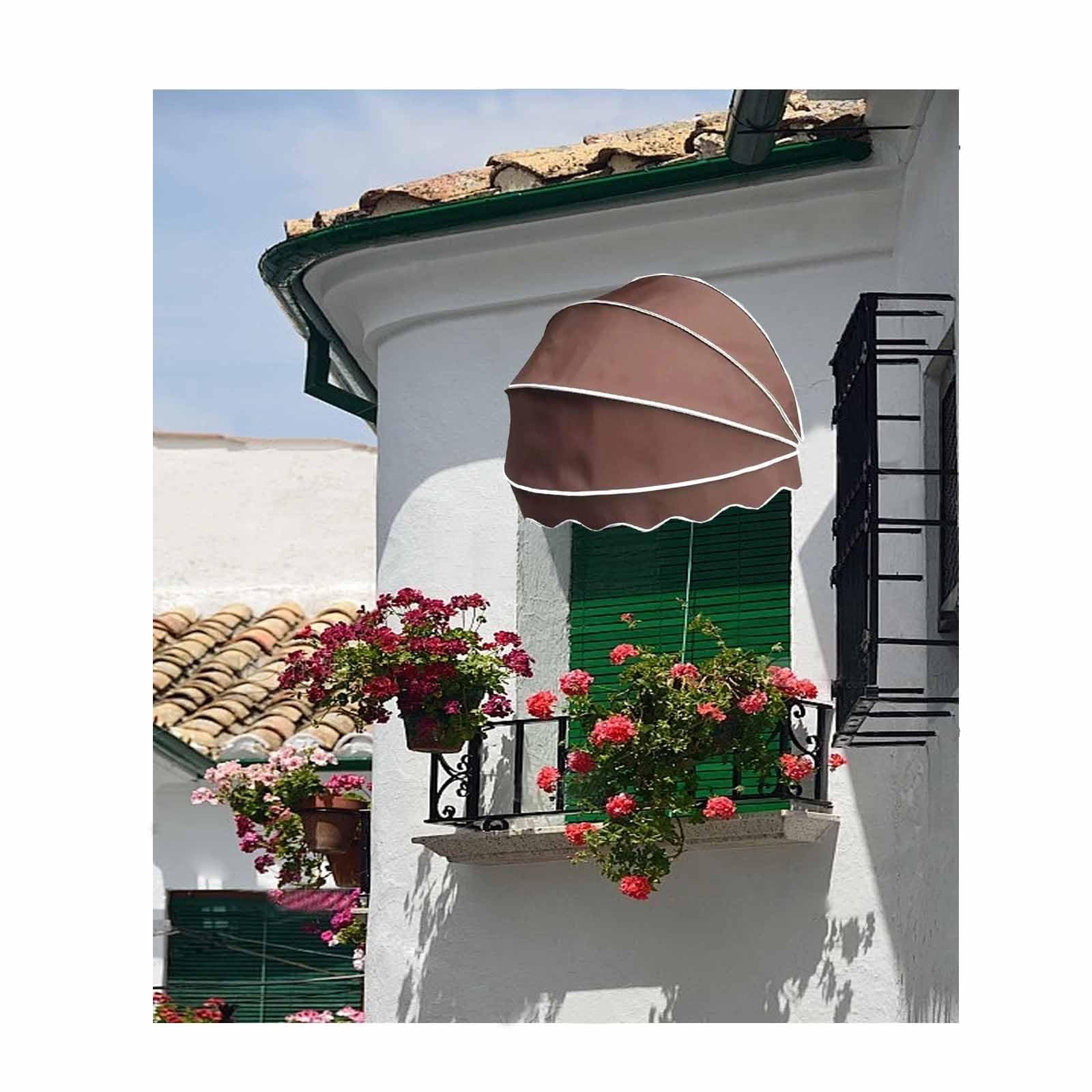 CZYZMDD Retractable Waterproof Patio Entrance Canopy UV-Resistant Hemispherical Cover 53.1 Inch Diameter Outdoor Awning for Sun Protection and Shelter