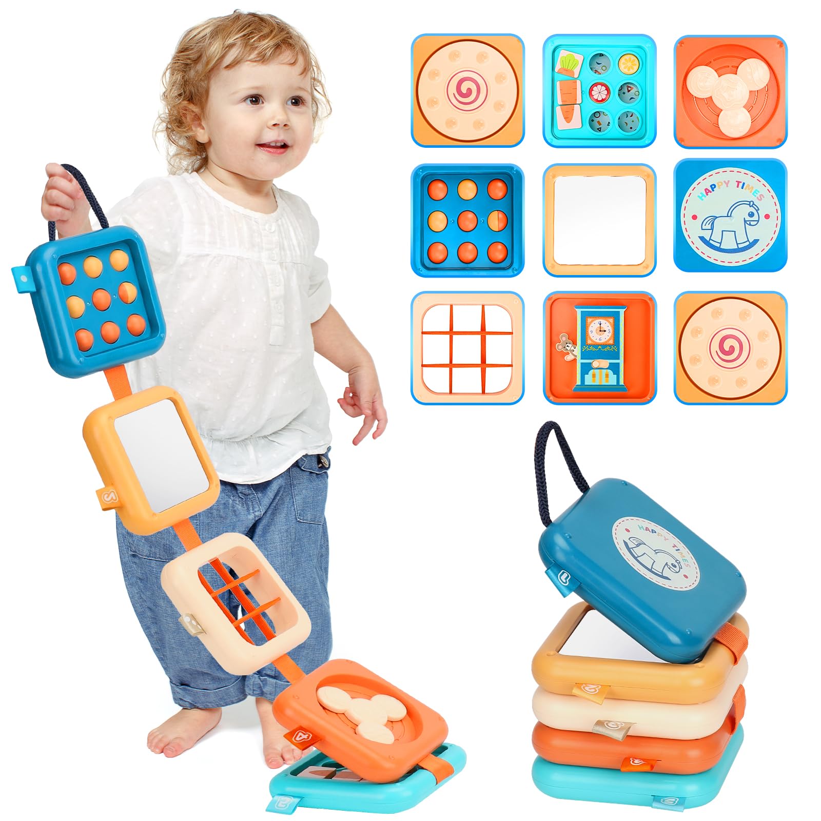 WATMAID Busy Board for 1 Year Old, Travel Toys for Toddler 1-3, Montessori Busy Board Busy Cube, Toys Gifts for 1 Year Old Boy Girl