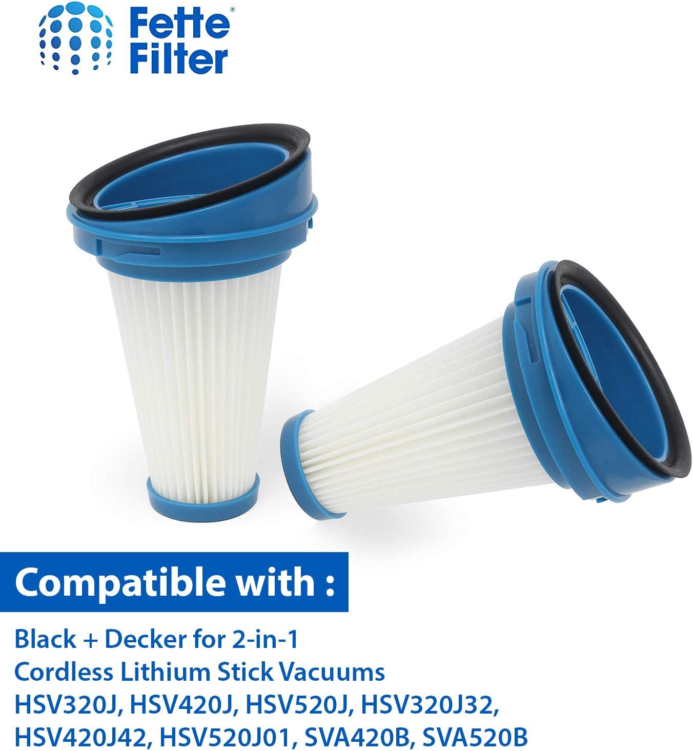 Vacuum Replacement Pleated Filter for 2-in-1 Cordless Lithium Stick Compatible with Black + Decker SVF11 (Pack of 3)