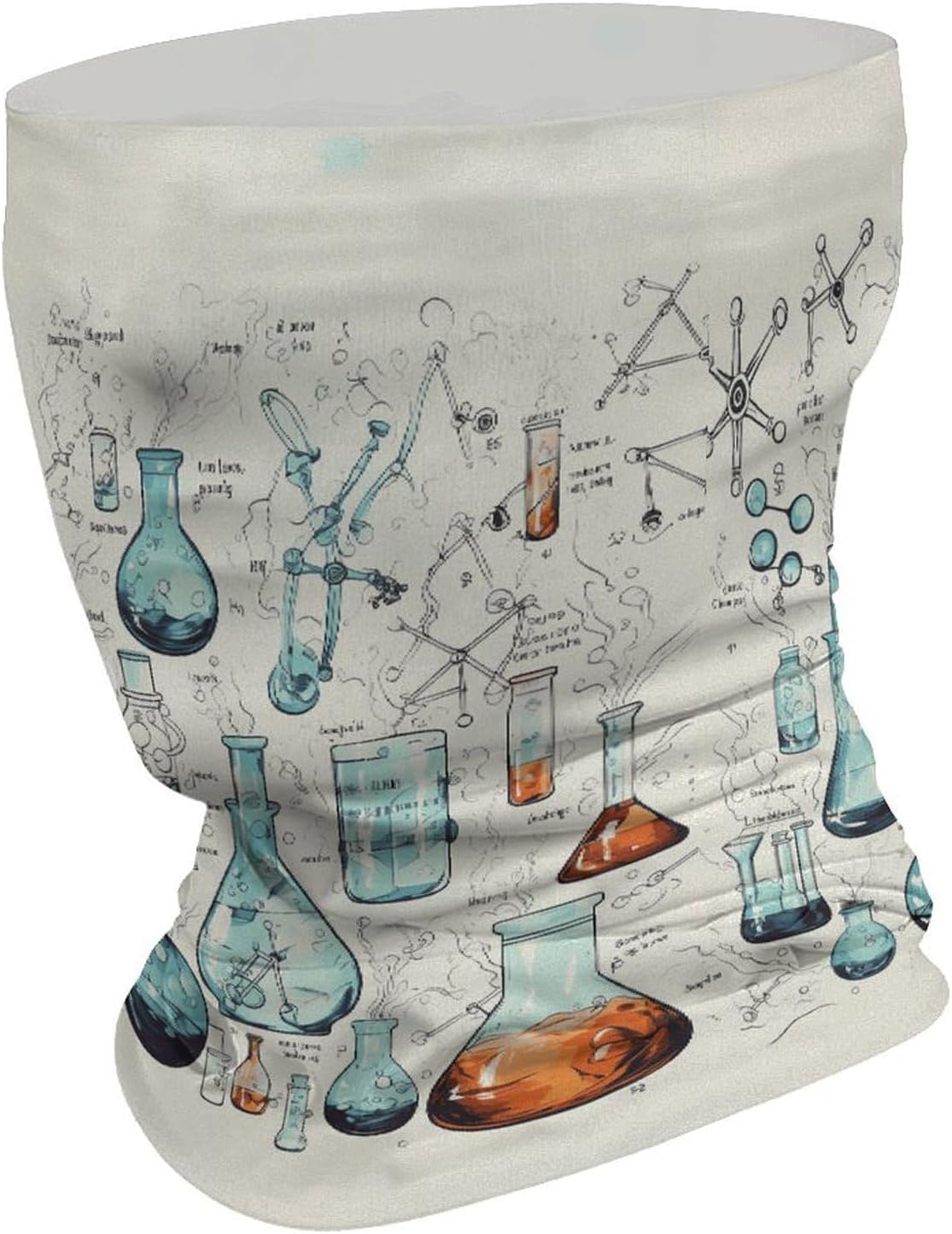 Multi-Use Double Sided Chemistry Print Print Neck Gaiter Face Cover Scarf, Breathable Cooling UV Sun Protection Face Mask, Soft Bandana Head Wrap Headwear for Men Women Outdoor
