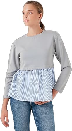 Lela Bisiklet Yaka Gömlekli Oversize Fit OYSHO Kumaş Sweat Bayan SWEAT 5865880