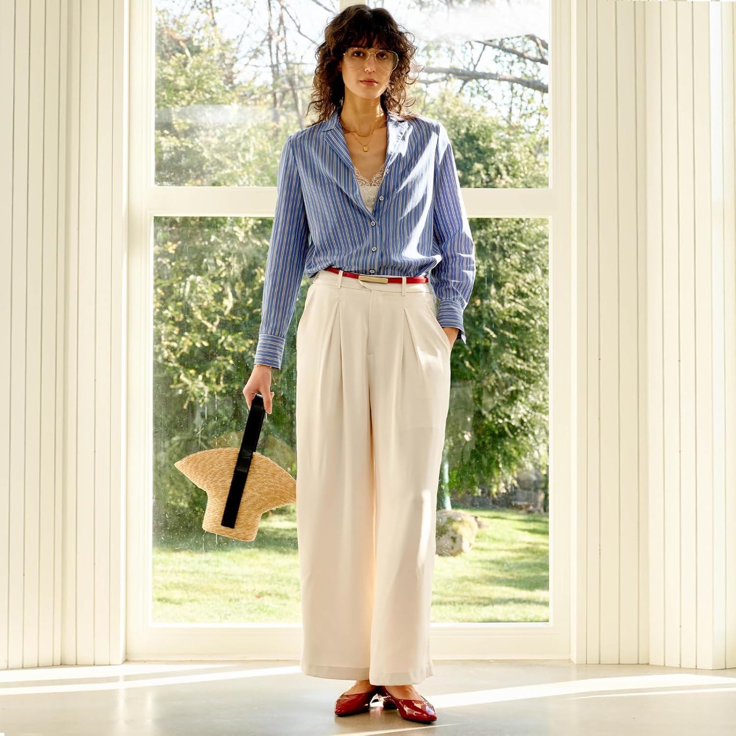 Button Down Shirts for Women Long Sleeve Summer and Spring Silky Lyocell Cotton Shirt Business Dressy Casual Blouses - Image 5