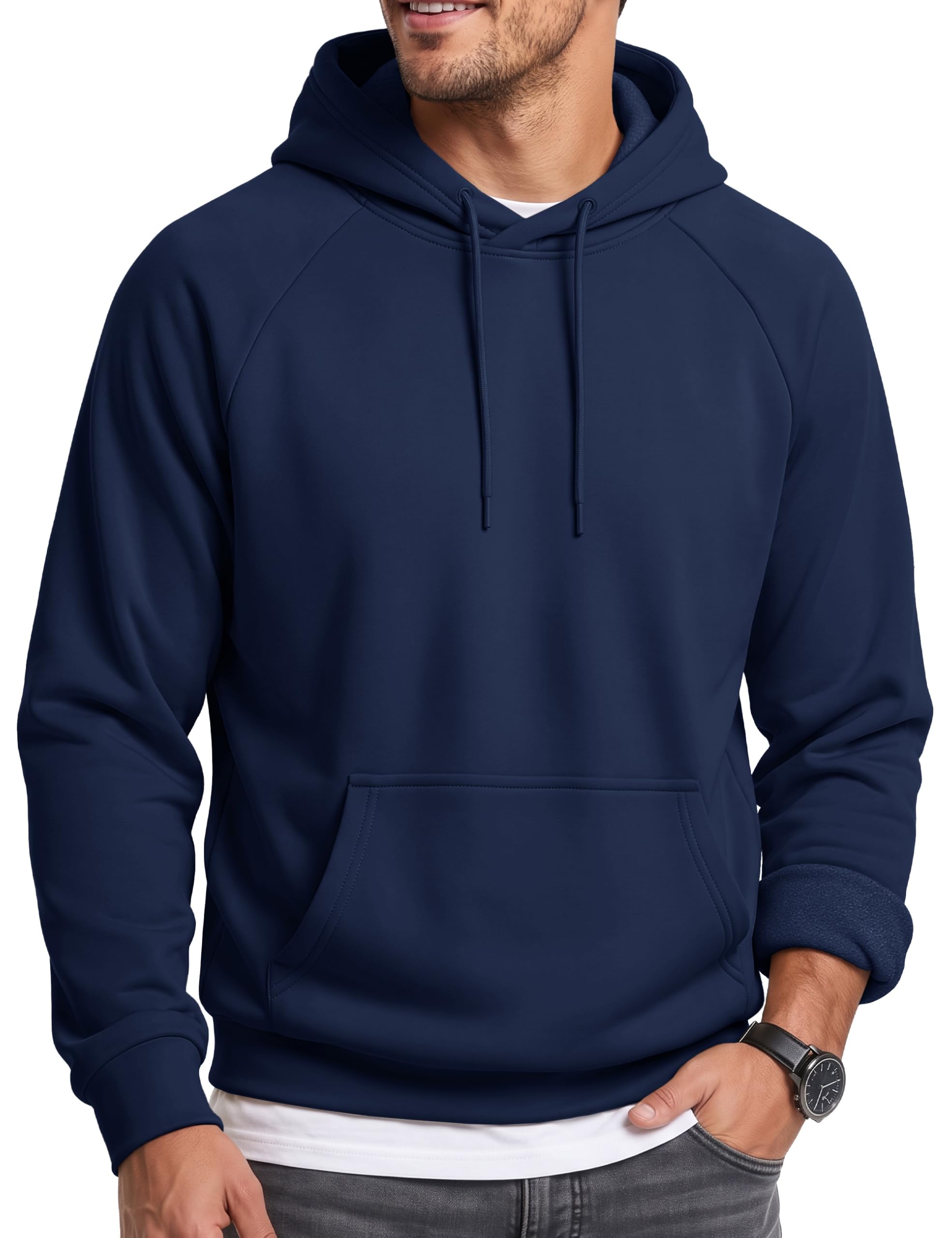 Men's Hoodies Fleece Lined Casual Pullover Hooded Sweatshirts