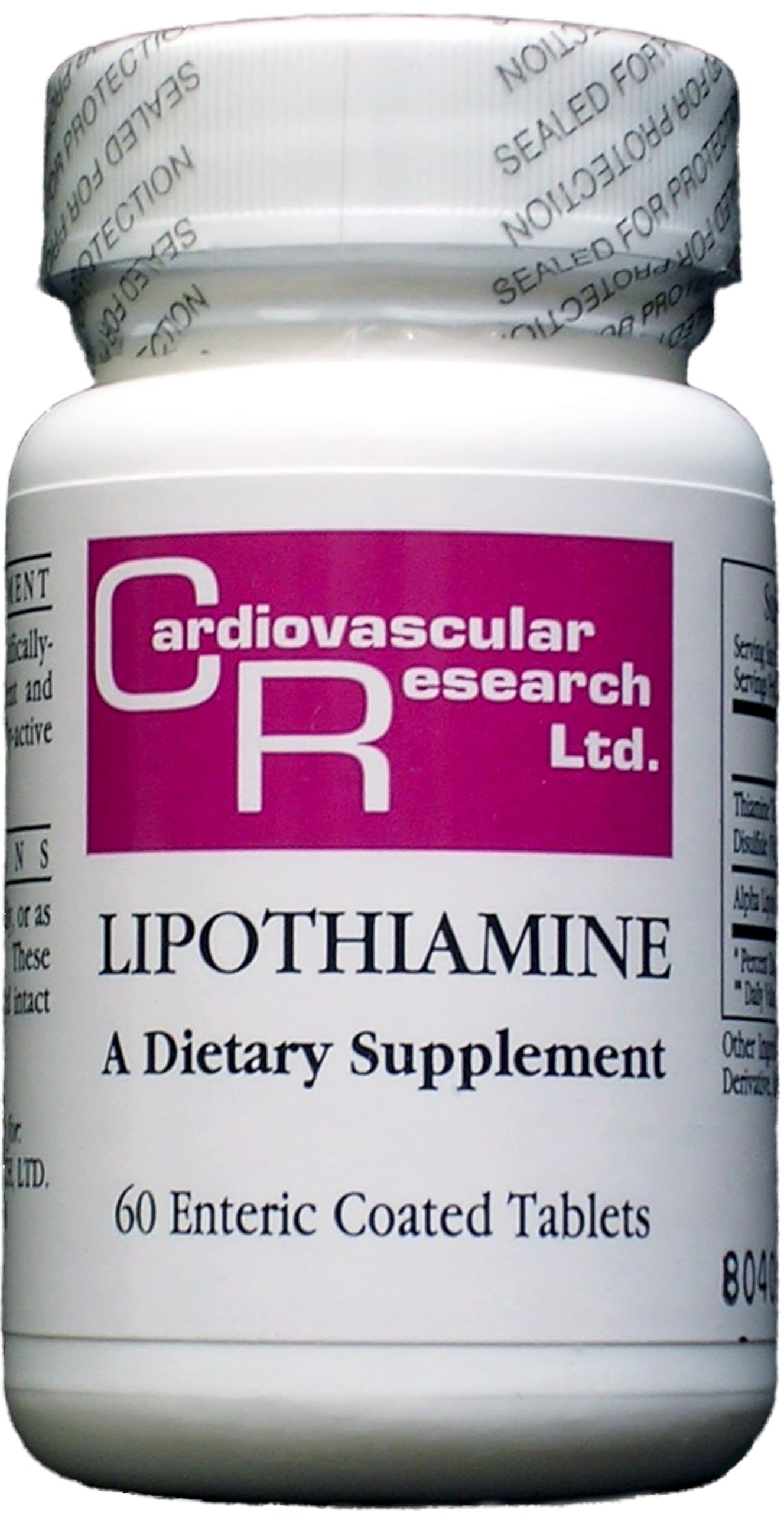 Cardiovascular Research Lipothiamine Vitamin B1 with Alpha-Lipoic Acid New 60 Count