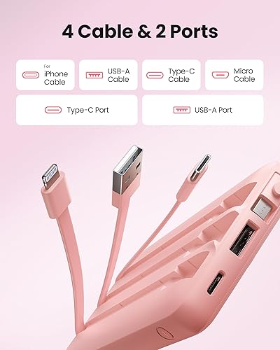 Miniatura 2 de Cargador de teléfono portátil, banco de energía delgado de 10000 mAh con cables y cables, paquete de batería 5 salidas 2 entradas pantalla LED