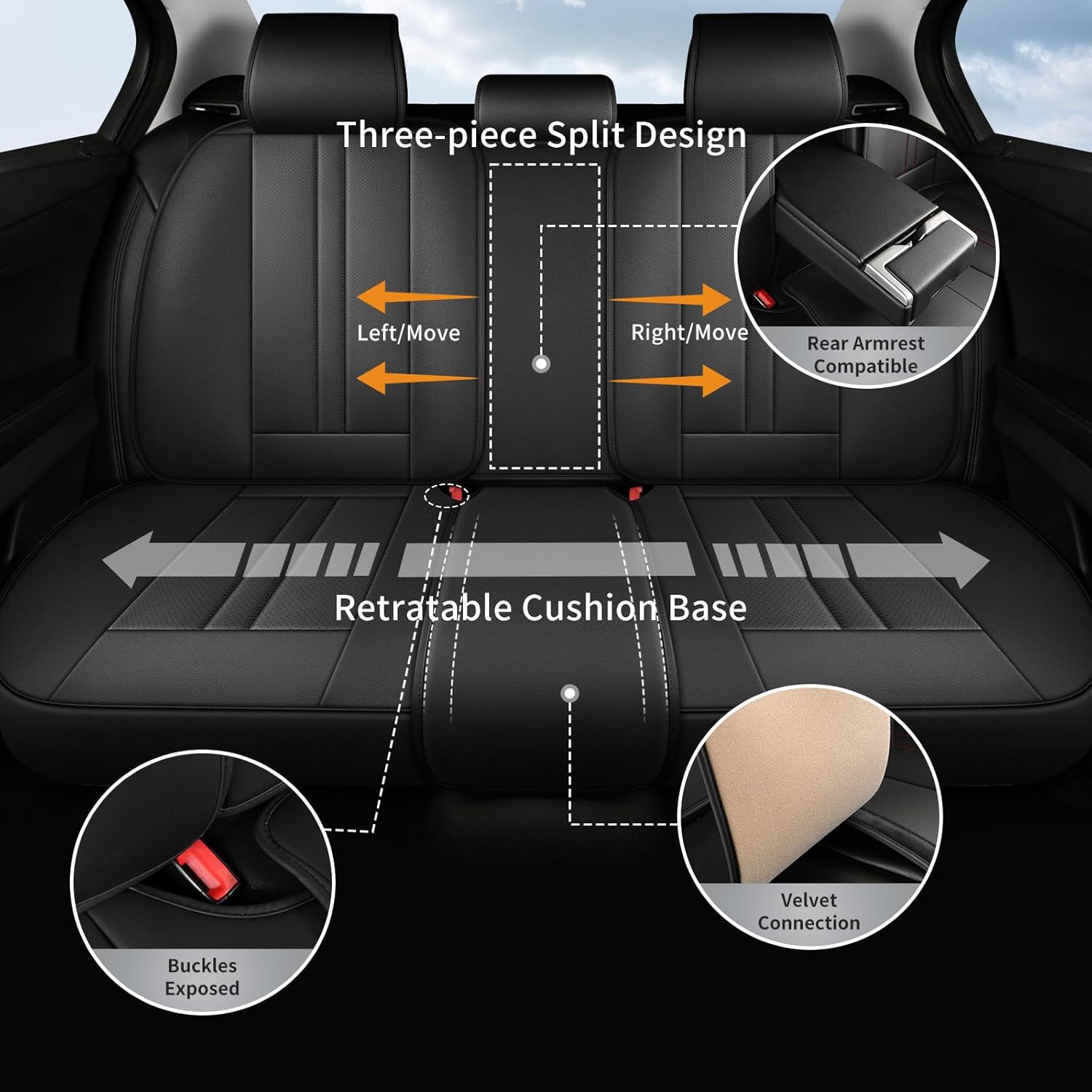 Car Seat Covers Full Set Fit for Honda Civic 2000-2025,2026,Faux Leather Seat Covers for Cars with Full Protection, Waterproof, Scratch Resistant, Easy to Install(Black,Full Set)