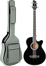 Best Choice Products Acoustic Electric Bass Guitar, Full Size 4 String, Fretted Bass Guitar w/Padded Gig Bag - Black