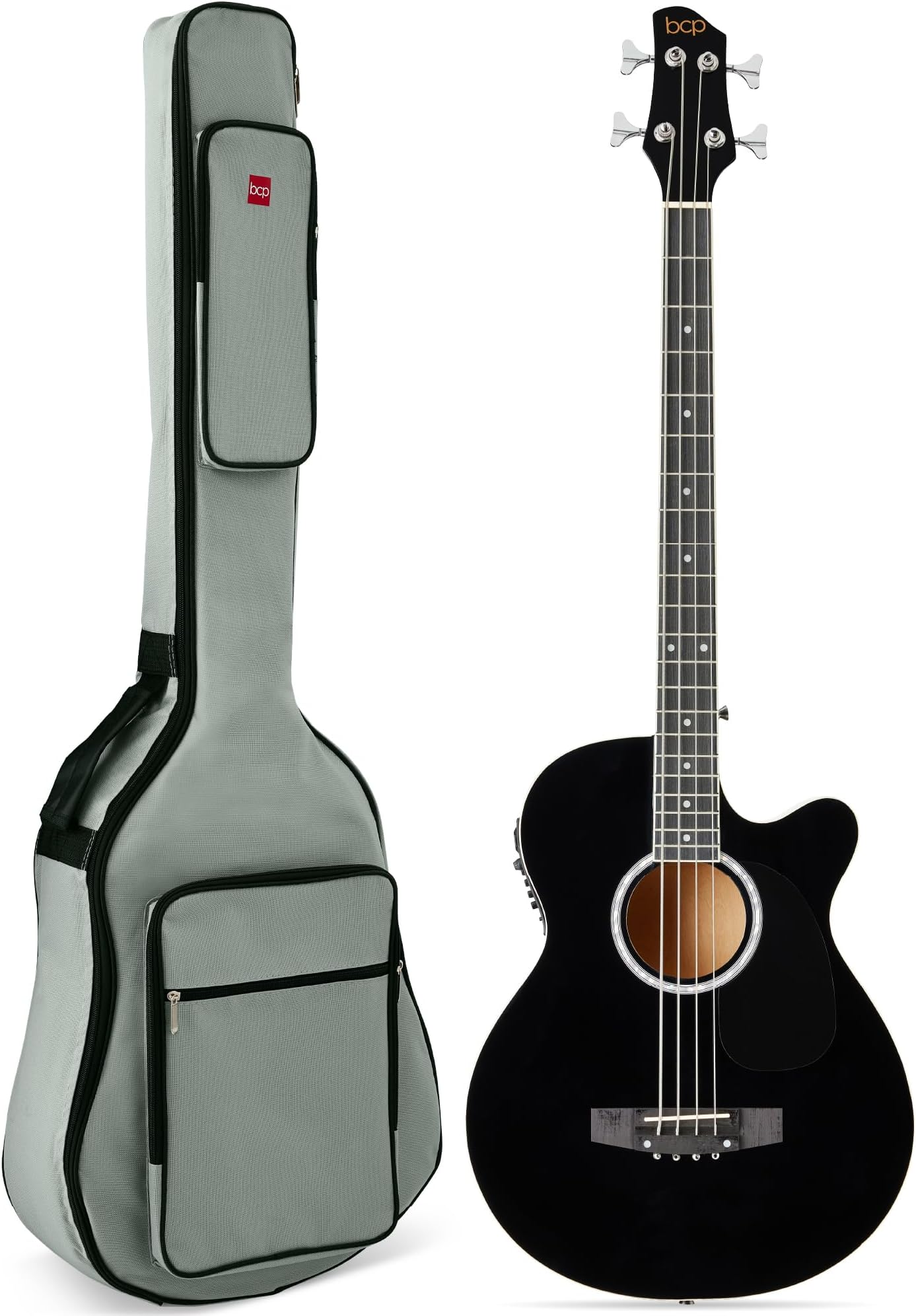 Best Choice Products Acoustic Electric Bass Guitar - Full Size, 4 String, Fret Bass Guitar - Black