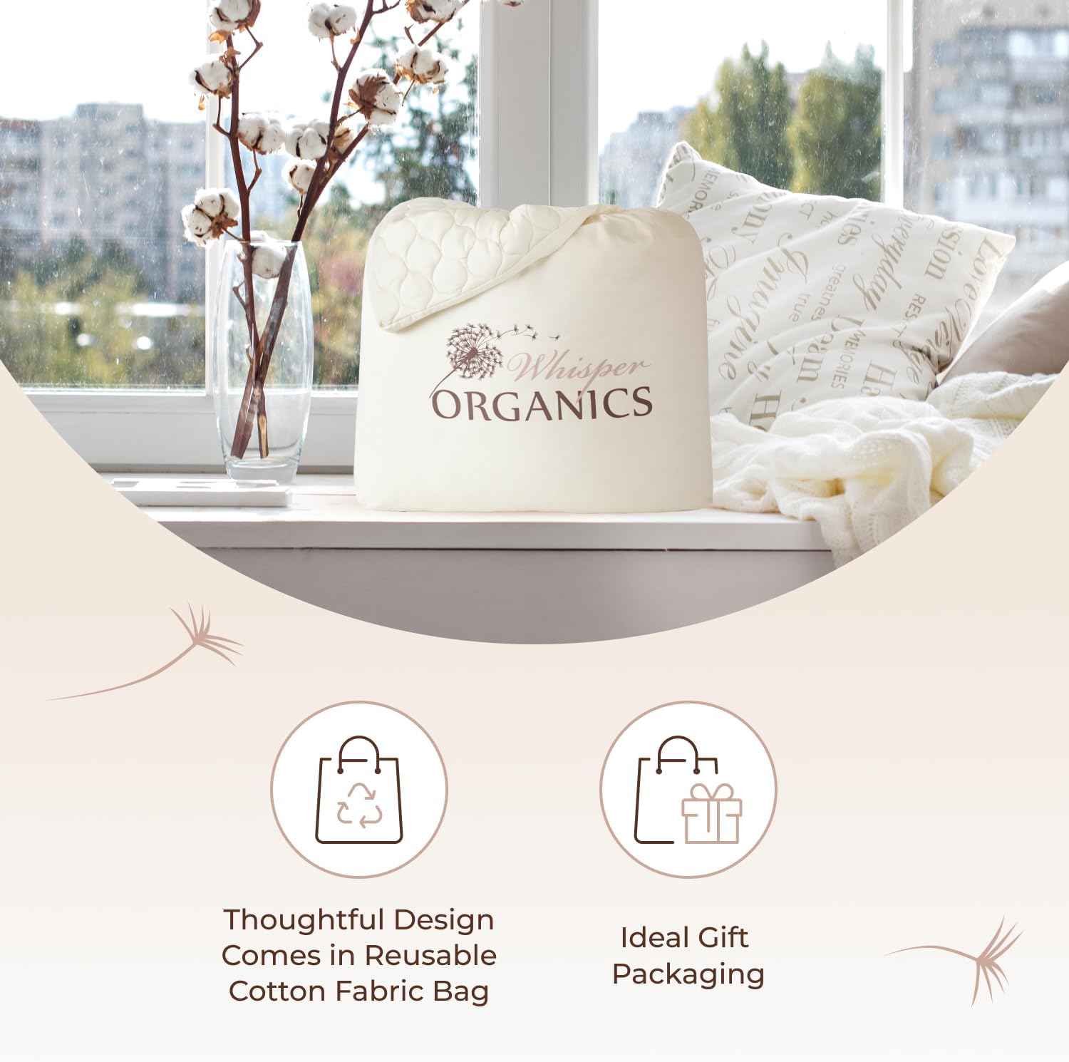 100% Cotton Organic Mattress Pad - Breathable & Cooling Mattress Protector Split King - Premium 300GSM Quilted and Machine Washable - Fairtrade & GOTS Certified Bed Protector (Ivory, Split King)