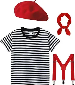 Fantasia de artista de mímica infantil para meninos e meninas, roupa de artista francês, traje de Halloween cosplay 2-8 anos