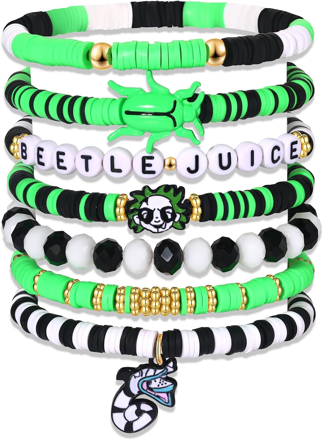 Halloween Bracelets for Women Beetle Sandworm Bracelet Sets Stackable Beetle Snake Jewelry Accessories Halloween Party Favors for Horror Movie Fans