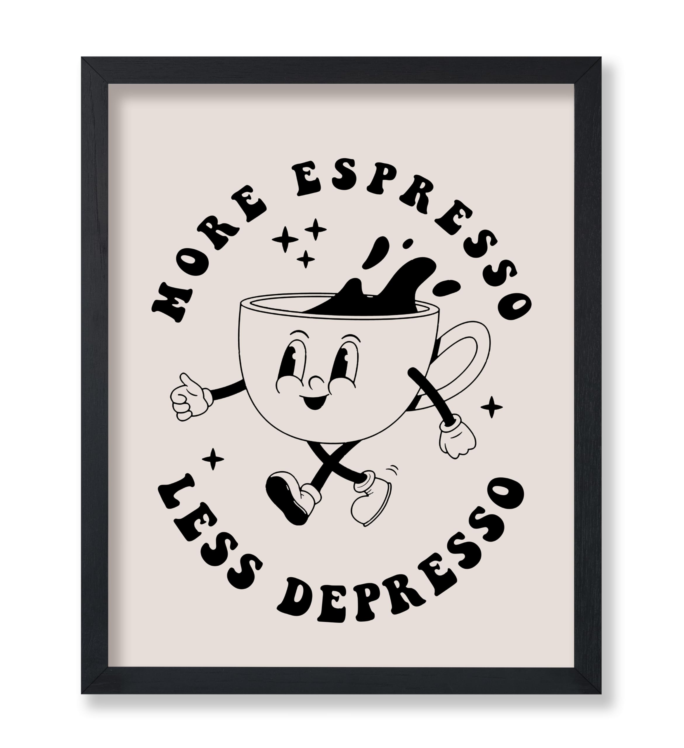 Poster Master More Espresso Less Depresso Print - Retro Coffee Poster - Modern & Trendy Art - Chic Boho Typography Wall Design - Great Kitchen,