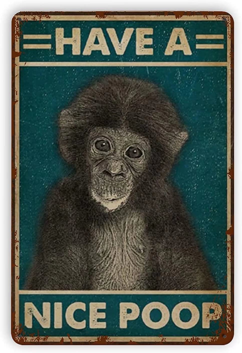 Tin Sign Baby Orangutan Nostalgic Tin Signs Funny Poster Art Wall Decor for Pub Bar Vintage Wall Stickers 8x12 Inch