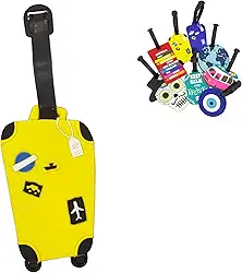 Identificador De Mala De Viagem Tag de Bagagem Avião Férias Etiqueta Silicone Premium (TAG01 Mala Amarela)