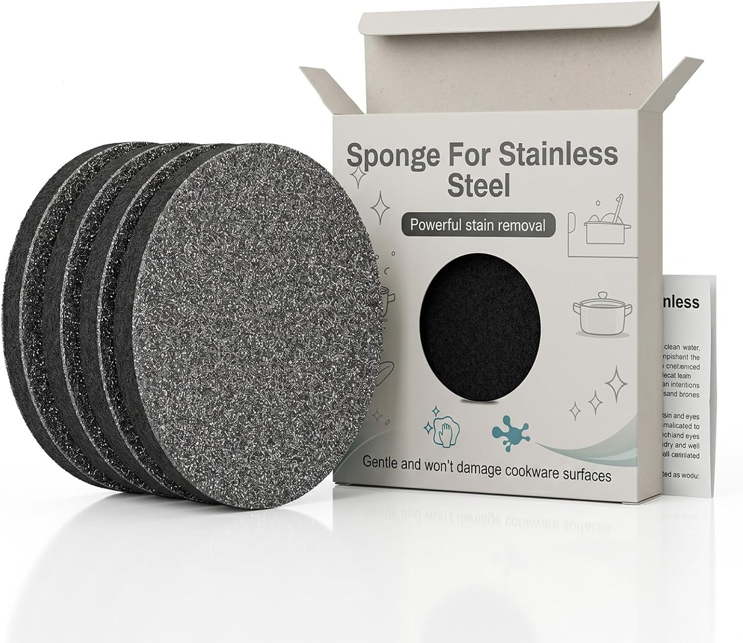 5 Pcs Stainless Steel Sponge for Stainless Steel Surfaces, Pans | Removes Heavy Duty Burnt-On Stains, Emery Sponges Leaves No Scratches, Durable Kitchen Steeli Sponge