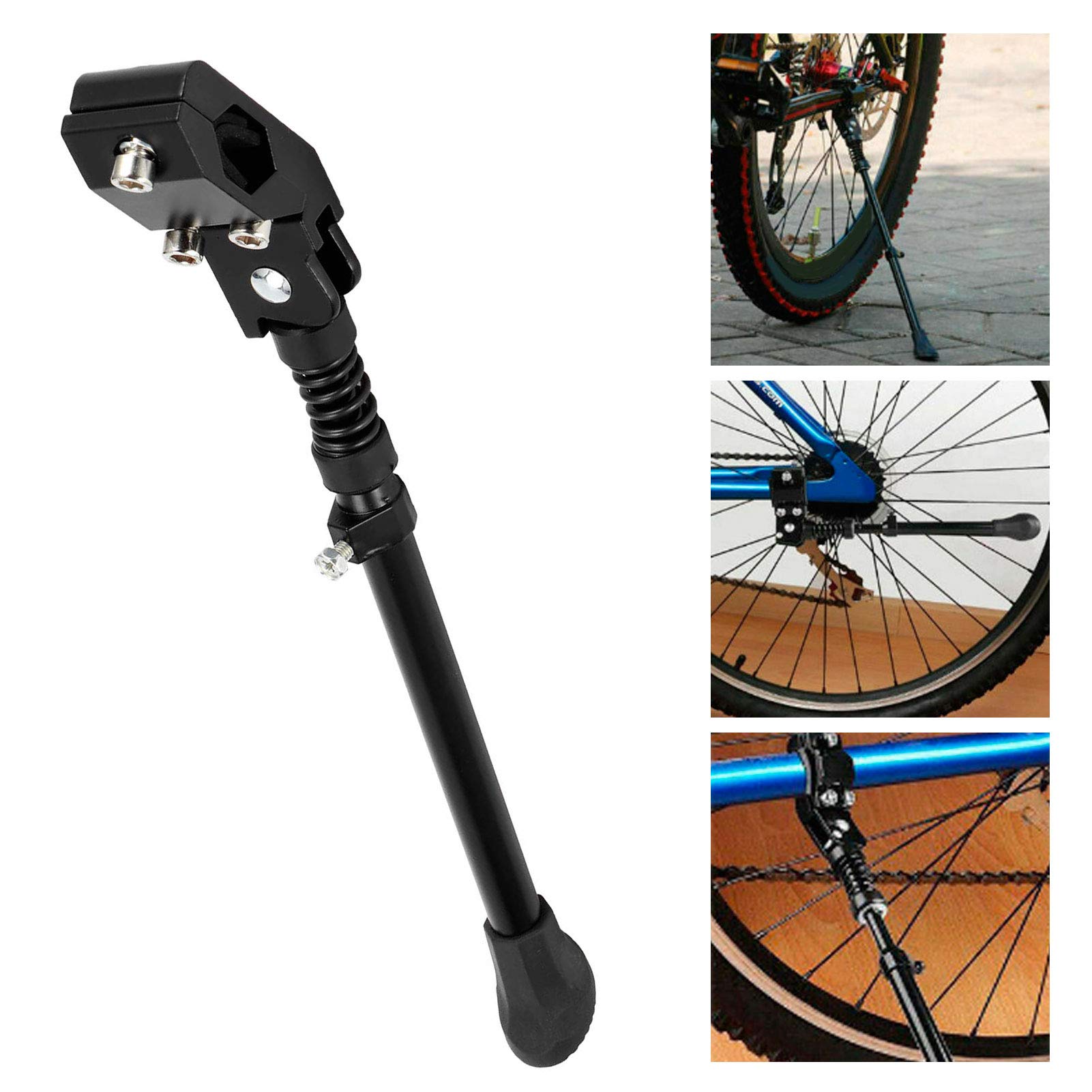 Fdit Podpórka do rowerów górskich, rowerowa stopka ze stopu aluminium regulowana dla 40 cm 50 cm 61 cm średnica opony (czarna)