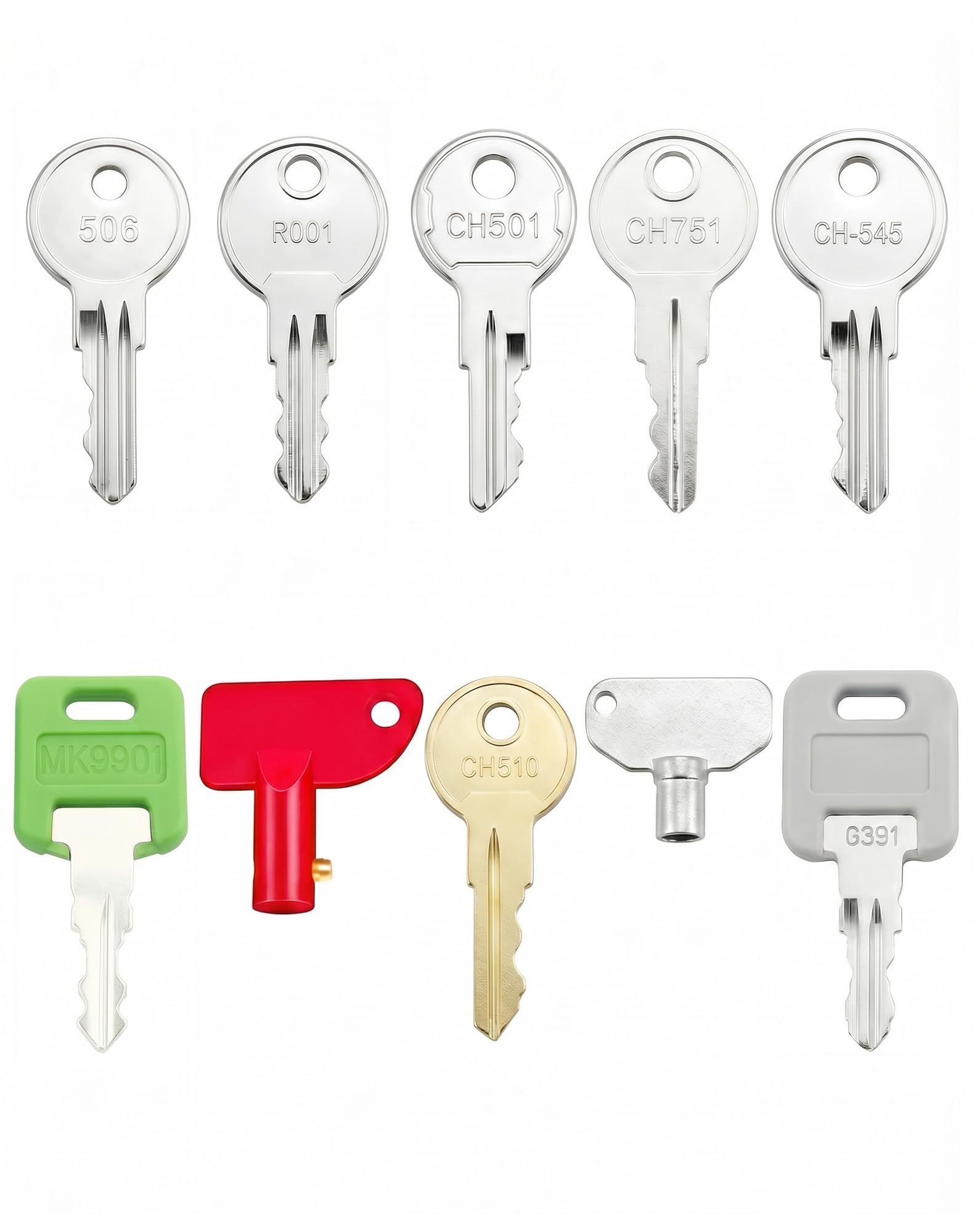 Photo 1 of 10PCS Utility RV Master Key Set with Wire Ring CH751 CH501 CH545 CH506 CH510 R001 G391 MK9901 E3-5-15 Battery Disconnect Key Compatible with RV Compartment & Tool Box