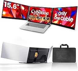 Cybotioe 2026 New One Cable Connection Laptop Screen Extender Monitor Portable, Ultra Thin 15.6" 1080P FHD Triple Screen,Fit for 13-17" Laptop, Plug & Play Compatiable with Win/Mac/Chrome/Android