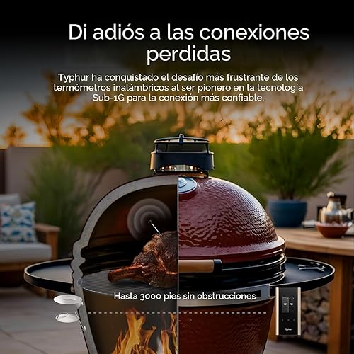 Miniatura 5 de Typhur Sync Gold - Termómetro inalámbrico WiFi para carne, 2 sondas delgadas, 6 sensores, señal 10 veces más fuerte, precisión de  0.5 ,