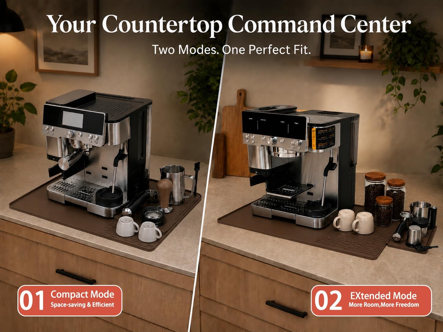 Silicone Coffee Mat with Tamping Station Compatible with Ninja Luxe Cafe/Pro / ES601 ES701，4-in-1 Non-Slip Mat for Countertop, Espresso Machine Accessories Kit