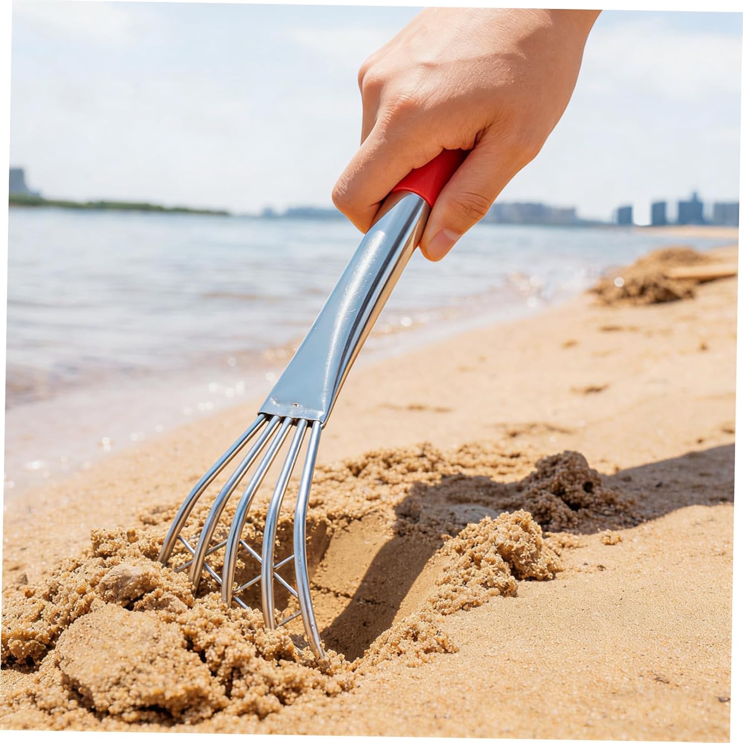 Healifty 2pcs Clam Digging Tools with Stainless Steel Precision Claw and Ergonomic Handle Design, Plastic and Steel Beach Shell Digger Rake for Garden Tools and Seafood Harvesting