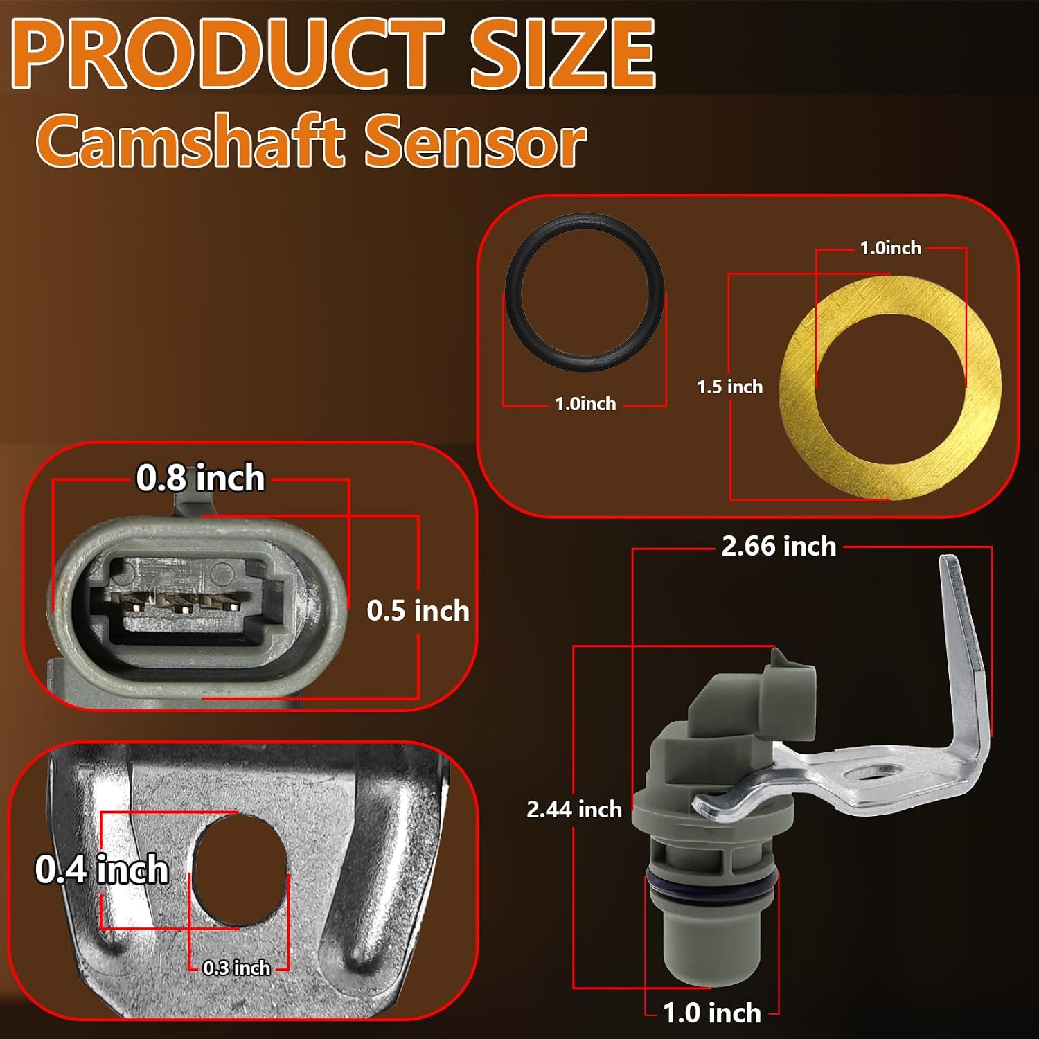 Camshaft Position Sensor Compatible with Ford 1995-1996 E-350 Econoline Club Wagon 1994-1996 F-250 F-350 7.3L Camshaft Sensor Replaces OE F4TZ-12K073-C, F7TZ-12K073-B