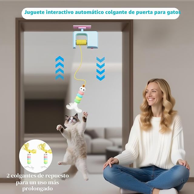 Foto 2 de 7 de Juguetes de gato para colgar en la puerta para gatos de interior, gatitos adultos