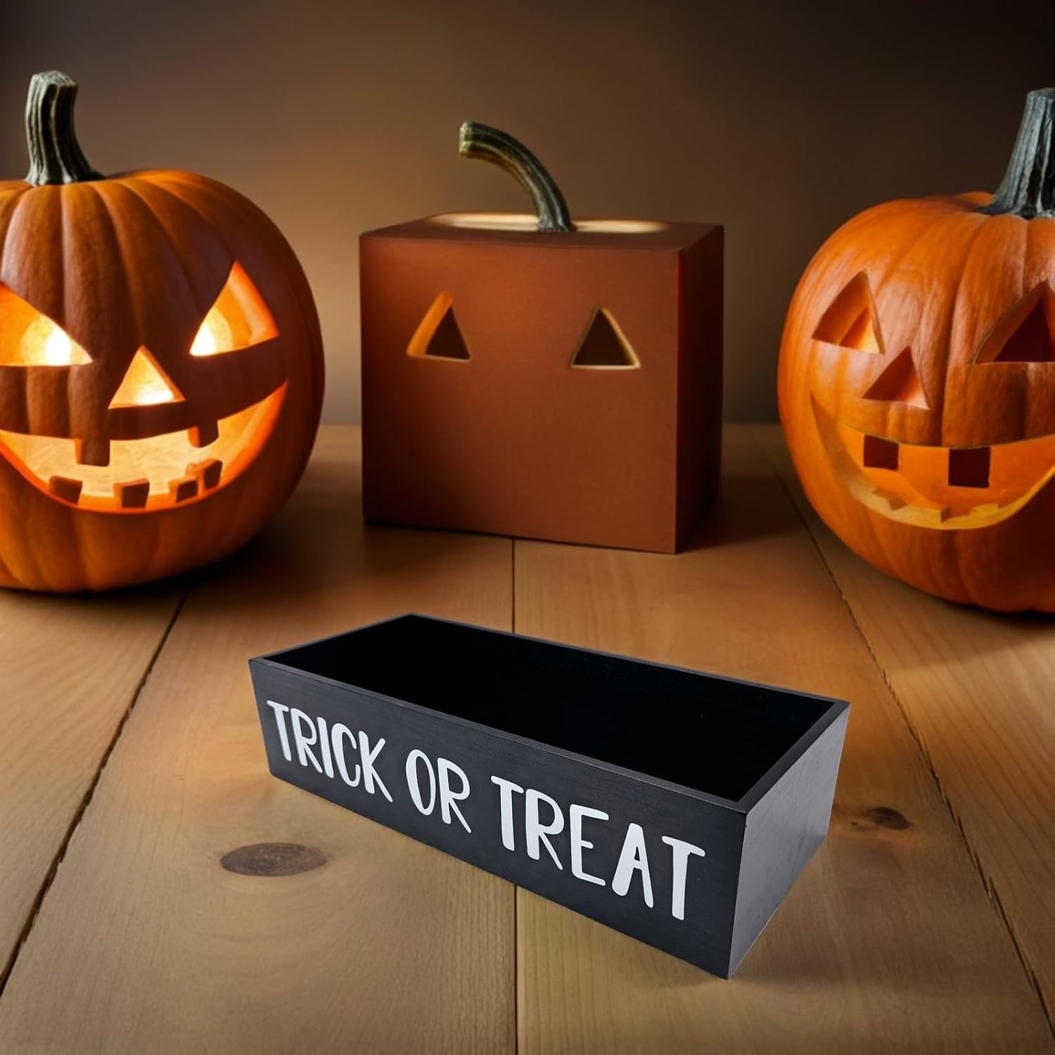 SOLUSTRE Halloween Candy Holder Wood Serving Platter for Candy and Snacks