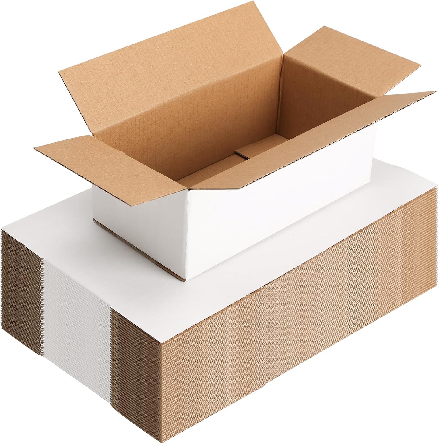 EXYGLO 40 Pack 8x4x3 Shipping Boxes for Small Business, White Corrugated Cardboard Box for Packaging, Moving, Mailing, and Storing 8x4x3 Inch 40 Pack White
